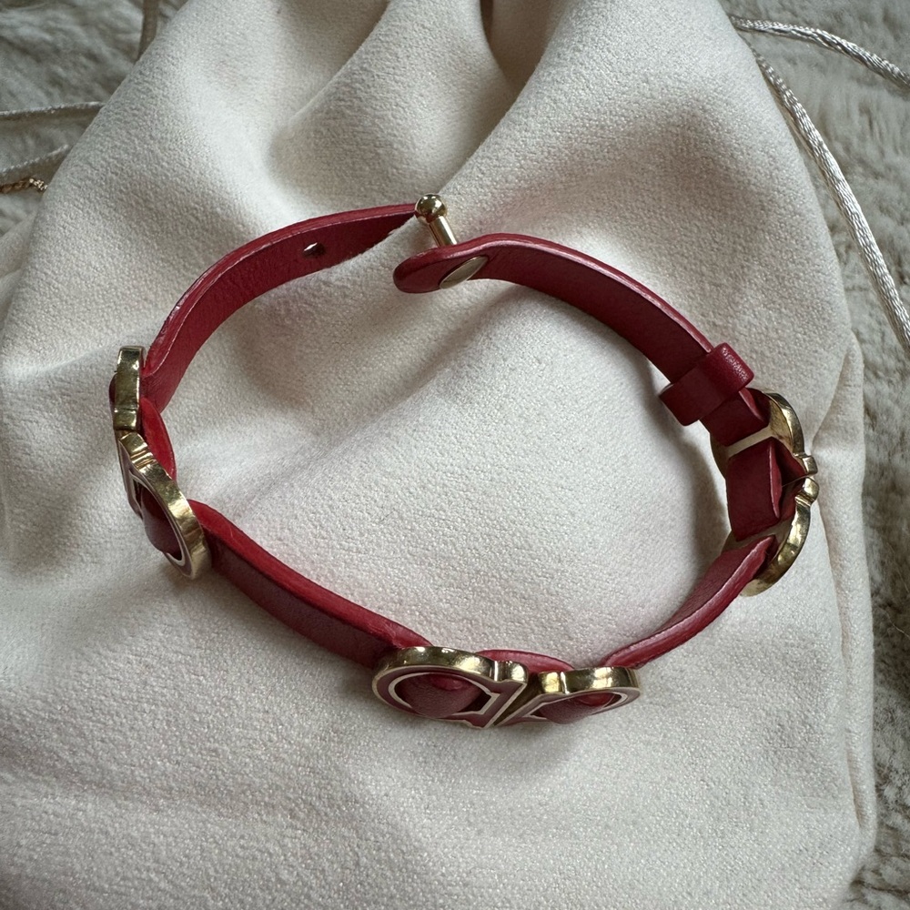 Salvatore Ferragamo Red Leather Bracelet